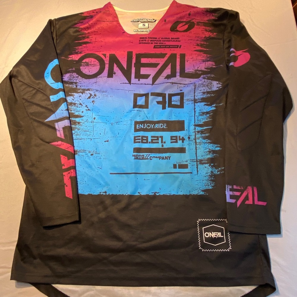ONeal Element Motocross Jersey Mens Sz S Long Sleeve "Enjoy Ride" Graphic